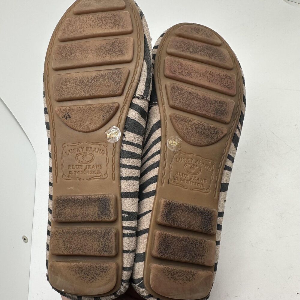 Lucky Brand Moccasin Shoes Womens Size 6.5 Brown Black Zebra Print Flats - Picture 10 of 10